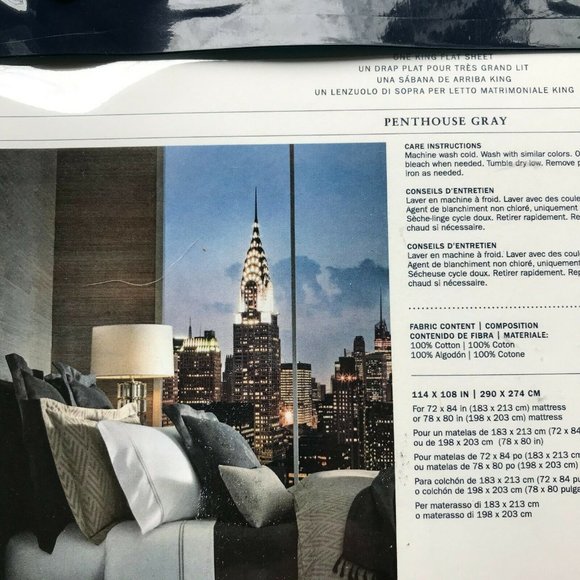 RL HOME 624TC DOVER Collection KING FLAT SHEET - Picture 2 of 7